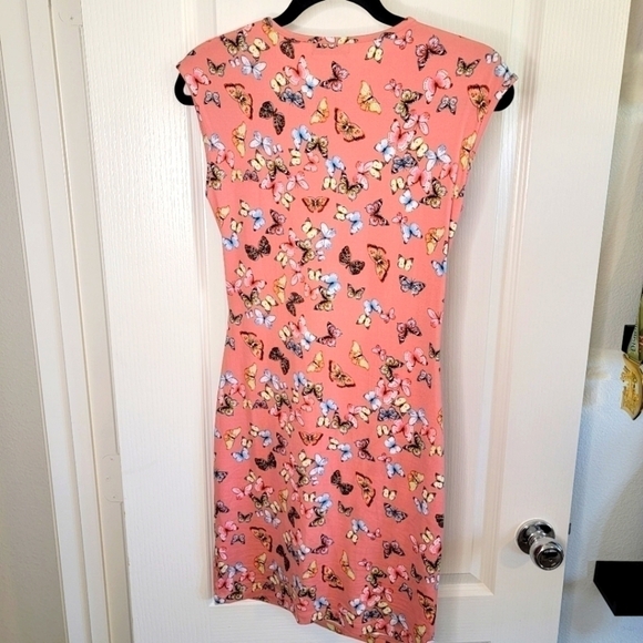 Open Front Pink Mini Butterfly Dress - Size L - Picture 4 of 5